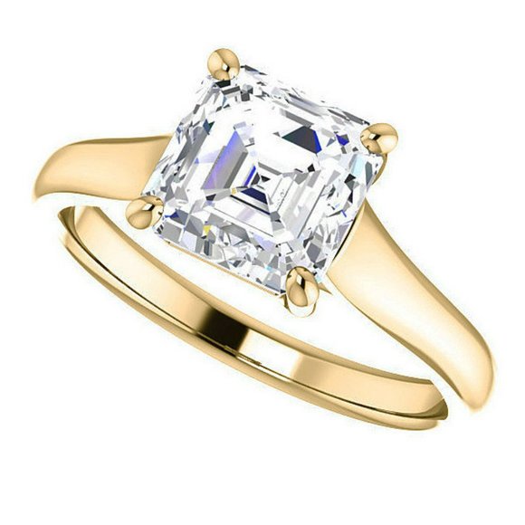 2.0Ct-7.5mm Trellis Solitaire Asscher Cut Moissanite Engagement Ring - Picture 10 of 15